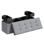 SONGMICS Banco otomano de almacenamiento, reposapiés plegable con 2 cajas de almacenamiento adicionales, soporta hasta 300 kg