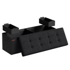 SONGMICS Banco otomano de almacenamiento, reposapiés plegable con 2 cajas de almacenamiento adicionales, soporta hasta 300 kg