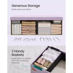 SONGMICS Banco otomano de almacenamiento, reposapiés plegable con 2 cajas de almacenamiento adicionales, soporta hasta 300 kg