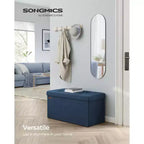 SONGMICS Banco otomano de almacenamiento, reposapiés plegable con 2 cajas de almacenamiento adicionales, soporta hasta 300 kg