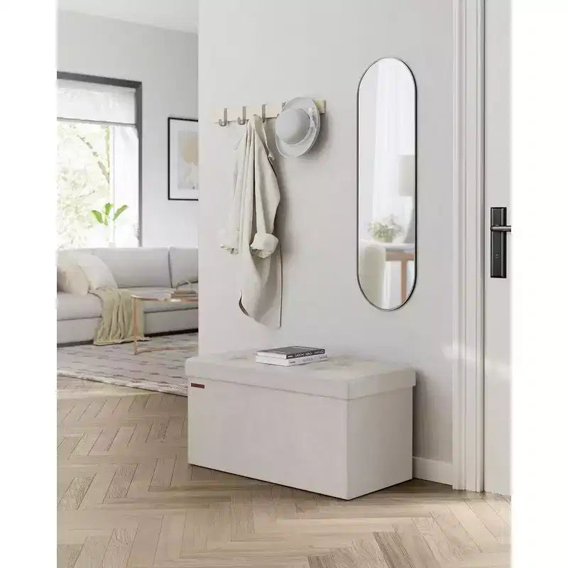 SONGMICS Banco otomano de almacenamiento, reposapiés plegable con 2 cajas de almacenamiento adicionales, soporta hasta 300 kg