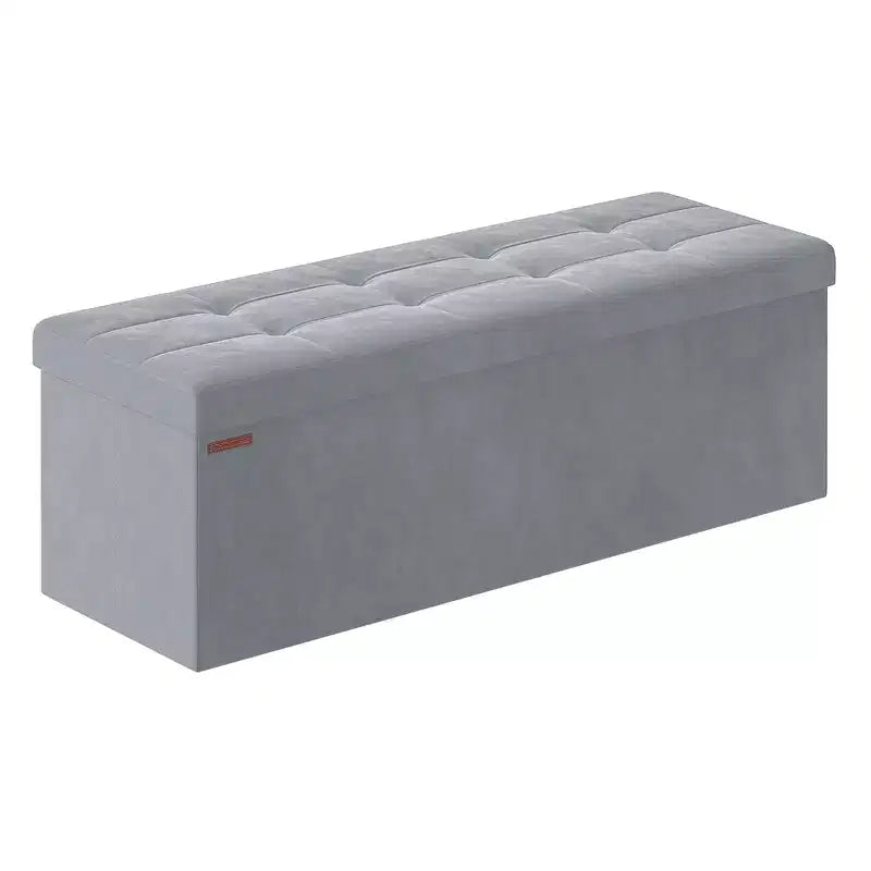 SONGMICS Banco otomano de almacenamiento, reposapiés plegable con 2 cajas de almacenamiento adicionales, soporta hasta 300 kg