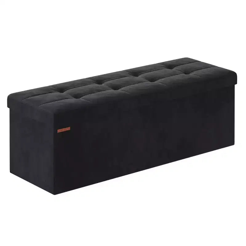 SONGMICS Banco otomano de almacenamiento, reposapiés plegable con 2 cajas de almacenamiento adicionales, soporta hasta 300 kg