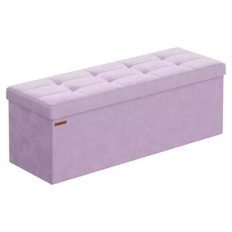 SONGMICS Banco otomano de almacenamiento, reposapiés plegable con 2 cajas de almacenamiento adicionales, soporta hasta 300 kg