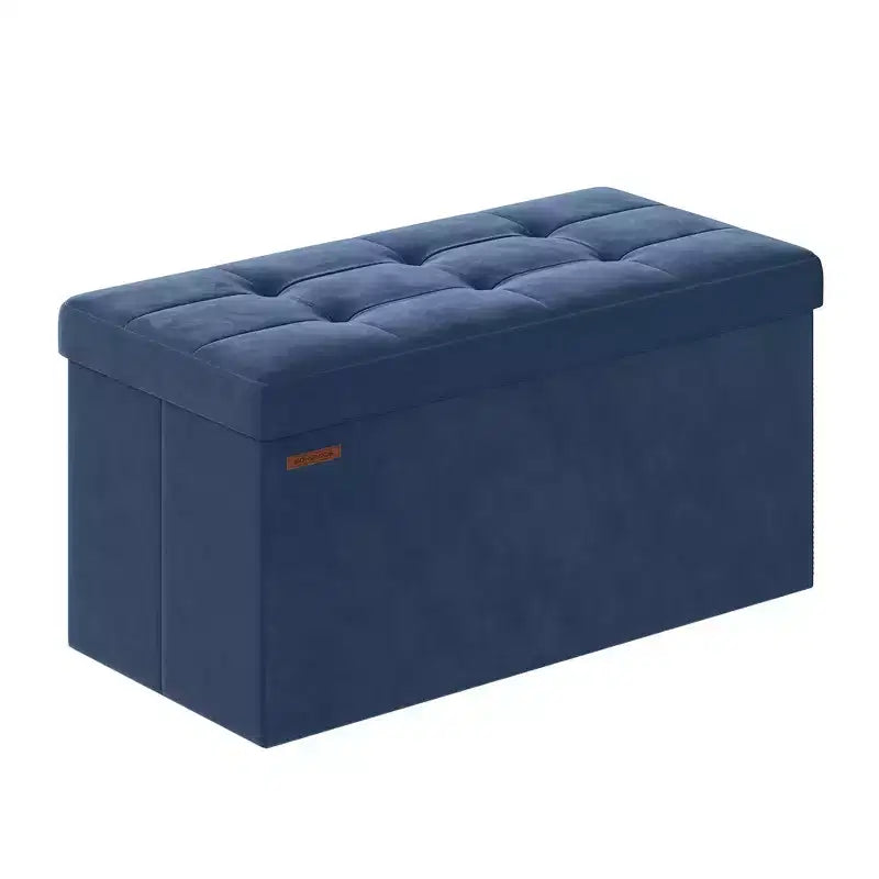 SONGMICS Banco otomano de almacenamiento, reposapiés plegable con 2 cajas de almacenamiento adicionales, soporta hasta 300 kg