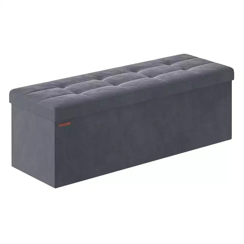 SONGMICS Banco otomano de almacenamiento, reposapiés plegable con 2 cajas de almacenamiento adicionales, soporta hasta 300 kg