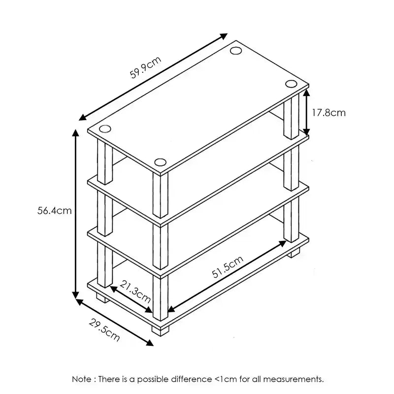 Furinno Estantería organizadora de almacenamiento de torre multifunción de 3/4 niveles para zapatos, para baño, sala de estar y entrada, Espresso/Negro