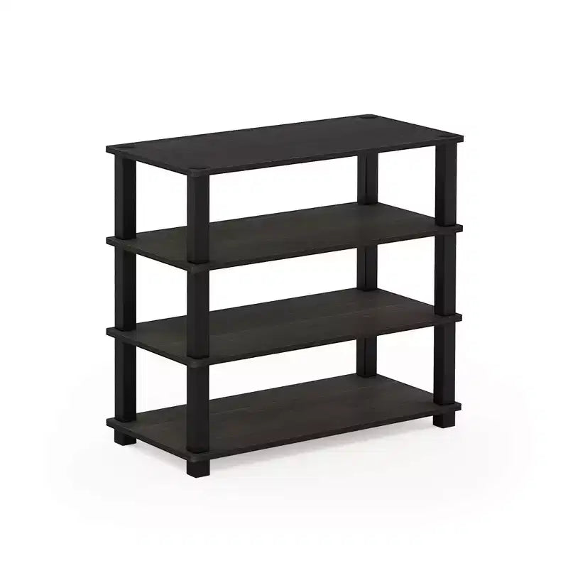 Furinno Estantería organizadora de almacenamiento de torre multifunción de 3/4 niveles para zapatos, para baño, sala de estar y entrada, Espresso/Negro