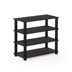 Furinno Estantería organizadora de almacenamiento de torre multifunción de 3/4 niveles para zapatos, para baño, sala de estar y entrada, Espresso/Negro