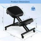 Costway Silla Ergonómica para Arrodillarse, Taburete Ajustable con Ruedas Universales Bloqueables y Asiento Angulado