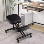 Costway Silla Ergonómica para Arrodillarse, Taburete Ajustable con Ruedas Universales Bloqueables y Asiento Angulado