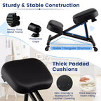 Costway Silla Ergonómica para Arrodillarse, Taburete Ajustable con Ruedas Universales Bloqueables y Asiento Angulado
