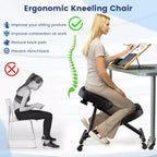 Costway Silla Ergonómica para Arrodillarse, Taburete Ajustable con Ruedas Universales Bloqueables y Asiento Angulado