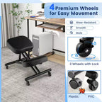Costway Silla Ergonómica para Arrodillarse, Taburete Ajustable con Ruedas Universales Bloqueables y Asiento Angulado