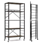 Estantería plegable de 5 niveles Costway, diseño de bricolaje libre con 4 ruedas universales, cocina, negro/natural