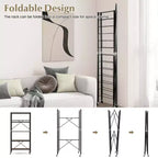 Estantería plegable de 5 niveles Costway, diseño de bricolaje libre con 4 ruedas universales, cocina, negro/natural