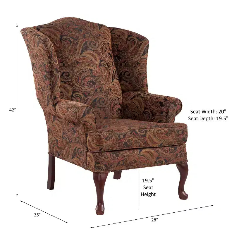 Sillón decorativo tradicional de orejas Paisley Comfort Pointe