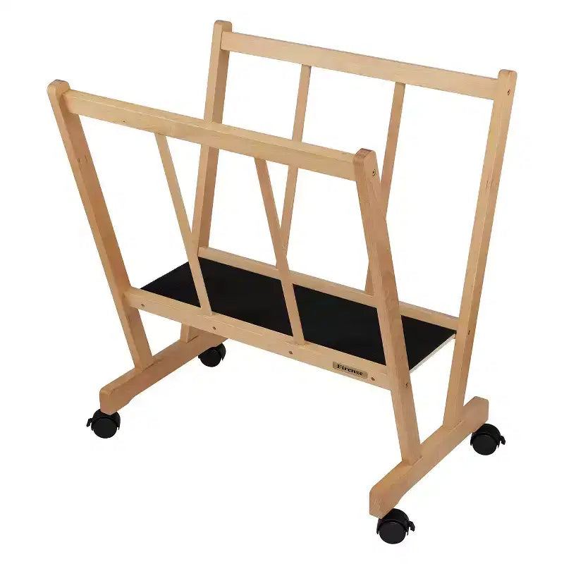 Caballete expositor de madera con ruedas Firenze de Creative Mark - Perfecto para exponer lienzos, obras de arte, láminas, paneles, pósters, exposiciones de galerías de arte, almacenamiento
