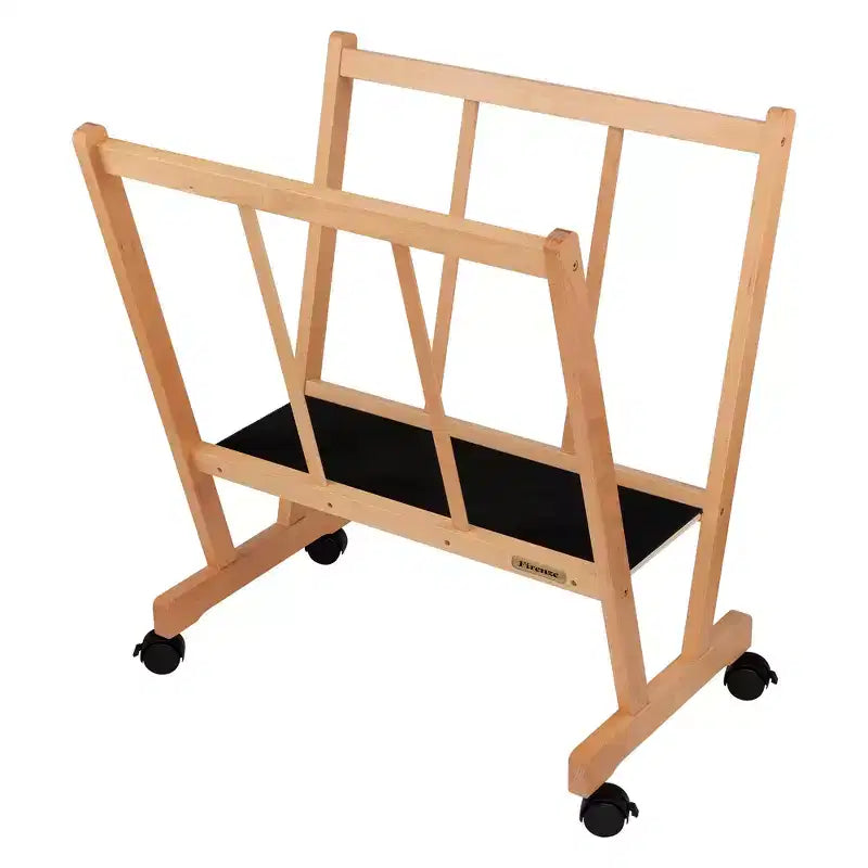 Caballete expositor de madera con ruedas Firenze de Creative Mark - Perfecto para exponer lienzos, obras de arte, láminas, paneles, pósters, exposiciones de galerías de arte, almacenamiento