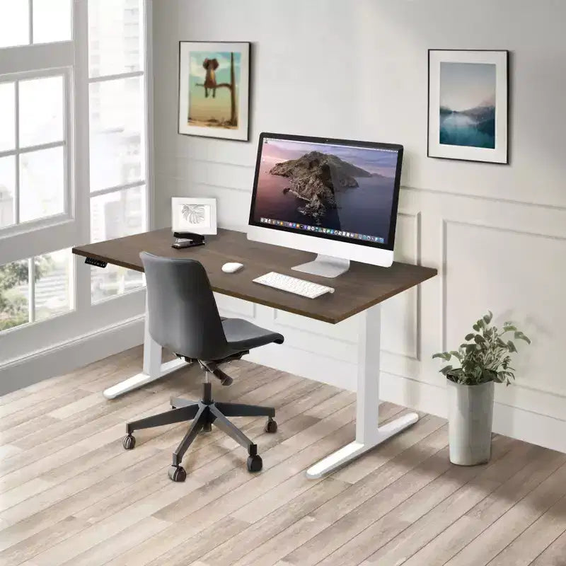 Mount-It! Escritorio Elevable Eléctrico con Doble Motor y Tablero de 55", Colores Adrift y Blanco