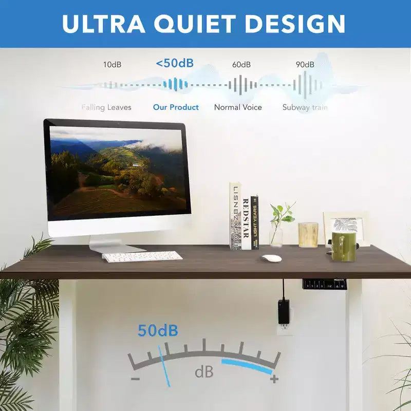 Mount-It! Escritorio Elevable Eléctrico con Doble Motor y Tablero de 55", Colores Adrift y Blanco