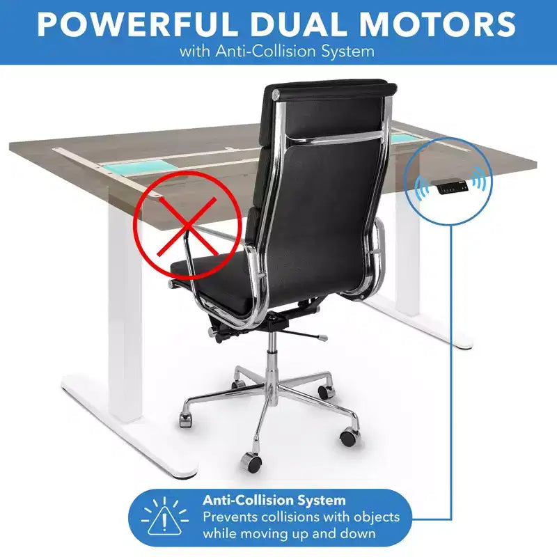 Mount-It! Escritorio Elevable Eléctrico con Doble Motor y Tablero de 55", Colores Adrift y Blanco