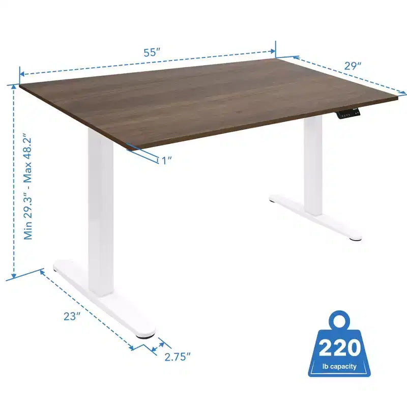 Mount-It! Escritorio Elevable Eléctrico con Doble Motor y Tablero de 55", Colores Adrift y Blanco