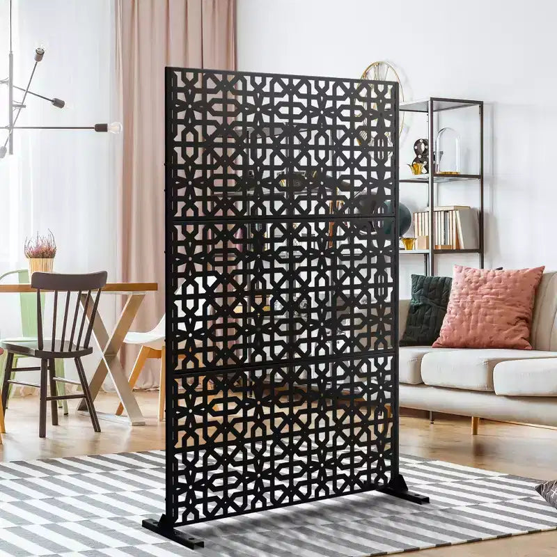 Dovelina 72x47 Metal Privacy Screen 3 Panels Freestanding Partitions and Room Divider