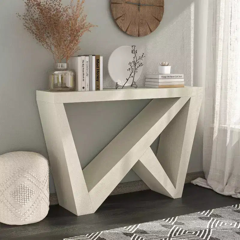 Tienda 24/7 En Casa Mesa Consola Rectangular Moderna Sunguard de 48 con Diseño Geométrico