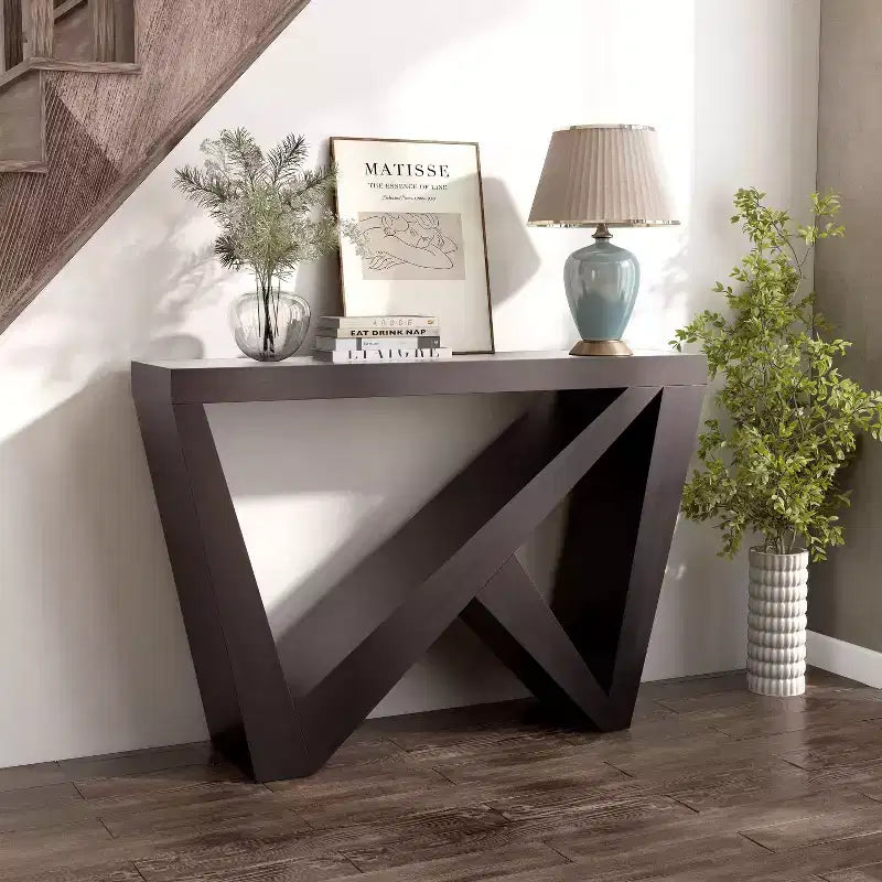 Tienda 24/7 En Casa Mesa Consola Rectangular Moderna Sunguard de 48 con Diseño Geométrico