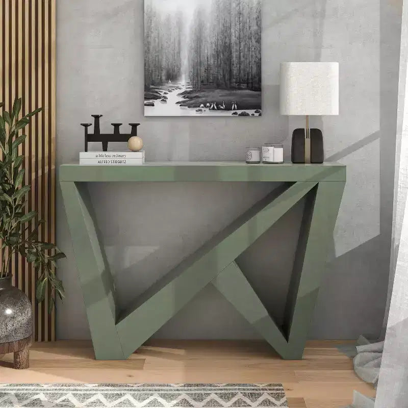 Tienda 24/7 En Casa Mesa Consola Rectangular Moderna Sunguard de 48 con Diseño Geométrico