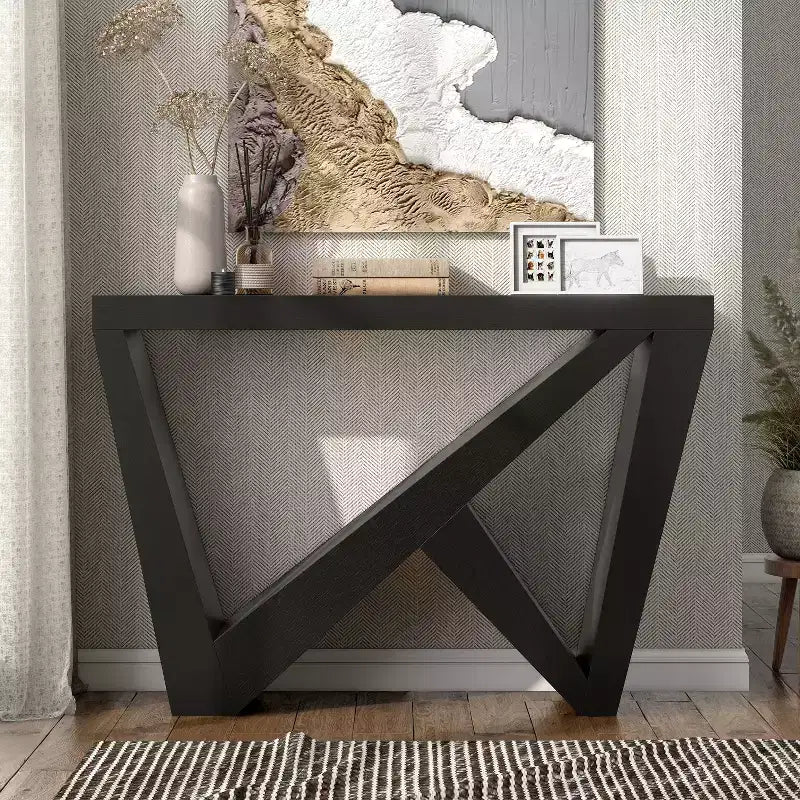 Tienda 24/7 En Casa Mesa Consola Rectangular Moderna Sunguard de 48 con Diseño Geométrico