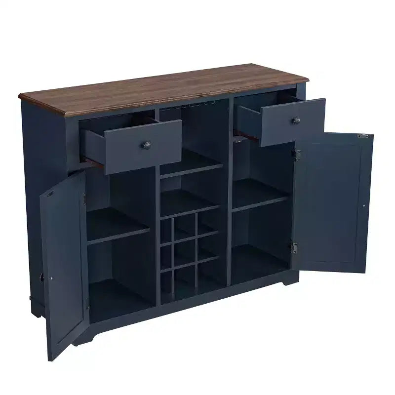Mueble bar de madera de 47" con pomos de níquel cepillado - Home Essentials