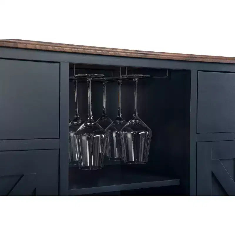 Mueble bar de madera de 47" con pomos de níquel cepillado - Home Essentials