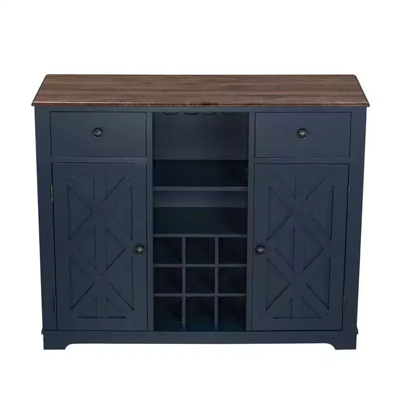 Mueble bar de madera de 47" con pomos de níquel cepillado - Home Essentials