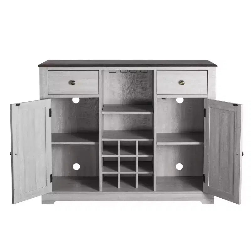 Mueble bar de madera de 47" con pomos de níquel cepillado - Home Essentials