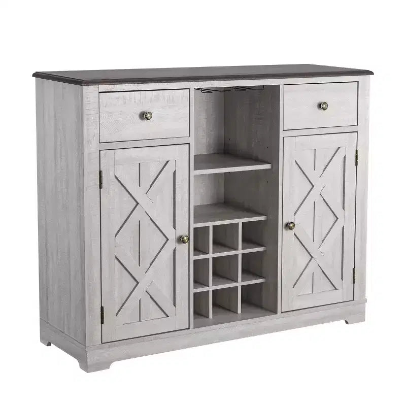 Mueble bar de madera de 47" con pomos de níquel cepillado - Home Essentials