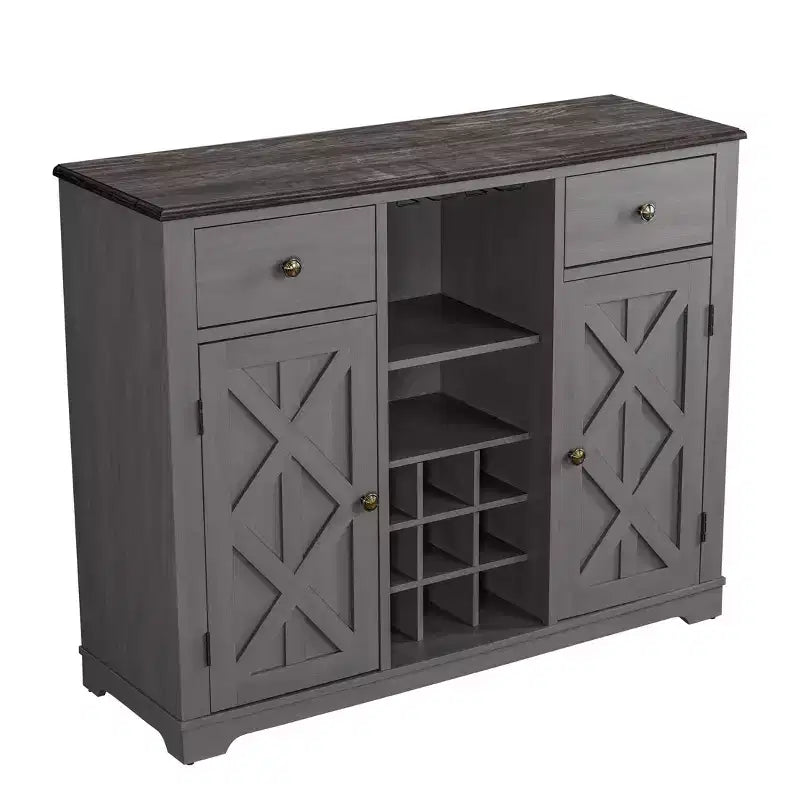 Mueble bar de madera de 47" con pomos de níquel cepillado - Home Essentials