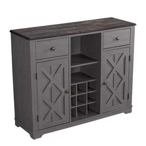 Mueble bar de madera de 47" con pomos de níquel cepillado - Home Essentials