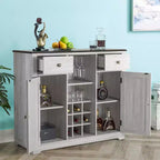 Mueble bar de madera de 47" con pomos de níquel cepillado - Home Essentials