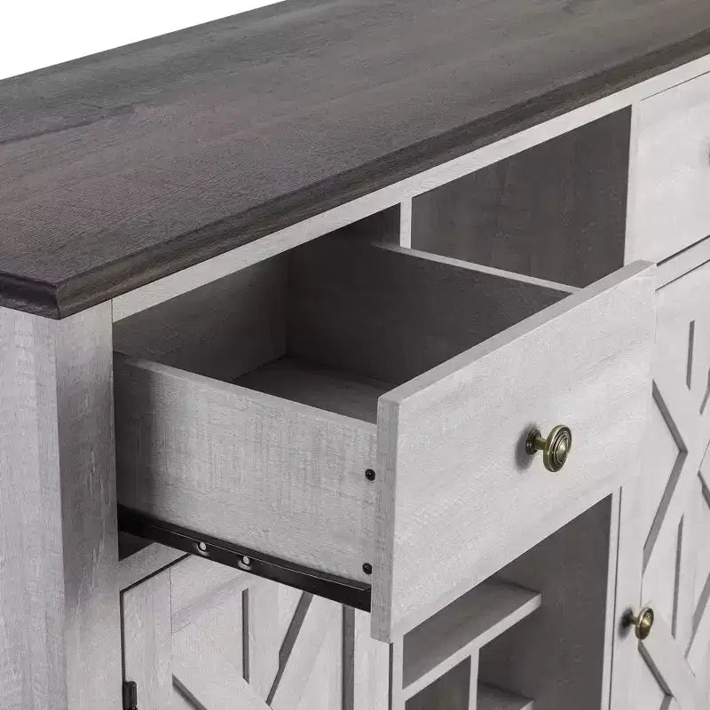 Mueble bar de madera de 47" con pomos de níquel cepillado - Home Essentials