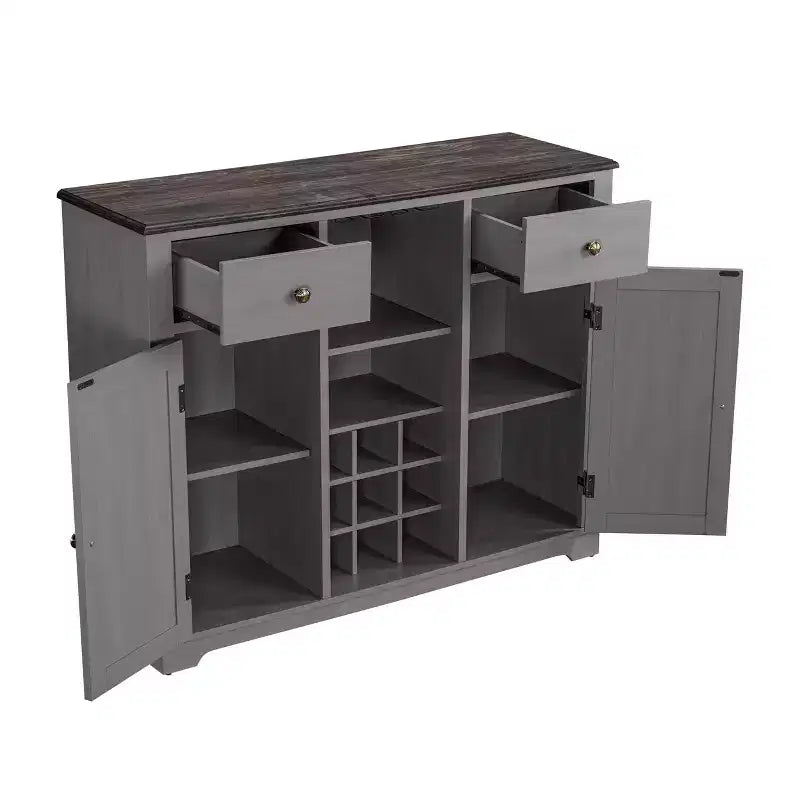 Mueble bar de madera de 47" con pomos de níquel cepillado - Home Essentials