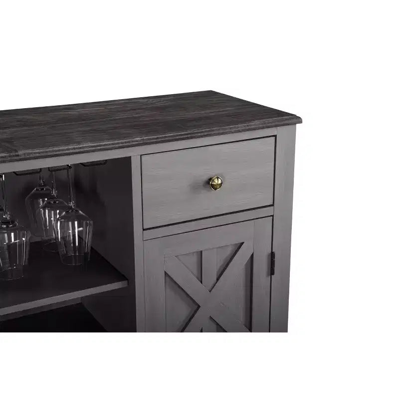 Mueble bar de madera de 47" con pomos de níquel cepillado - Home Essentials