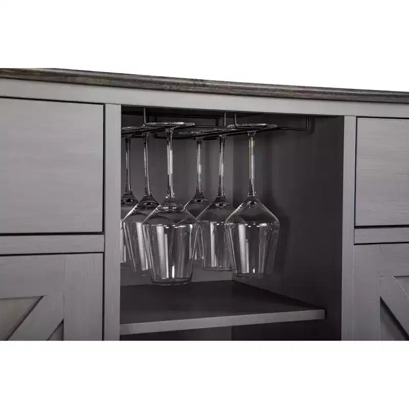 Mueble bar de madera de 47" con pomos de níquel cepillado - Home Essentials