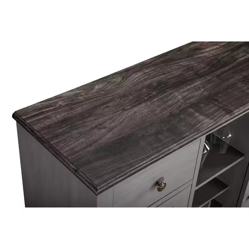 Mueble bar de madera de 47" con pomos de níquel cepillado - Home Essentials