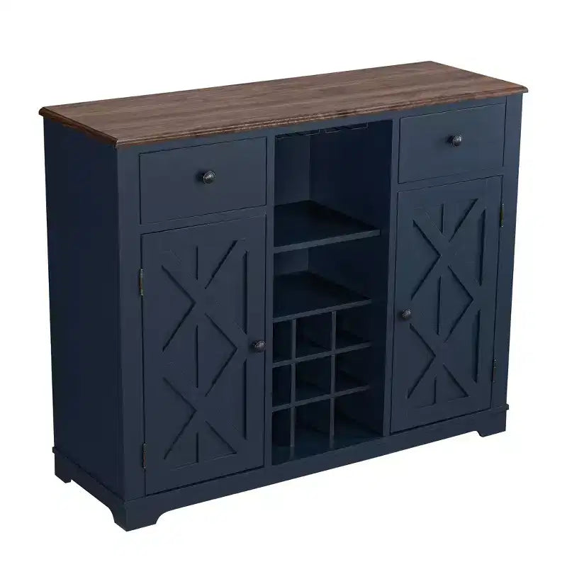 Mueble bar de madera de 47" con pomos de níquel cepillado - Home Essentials