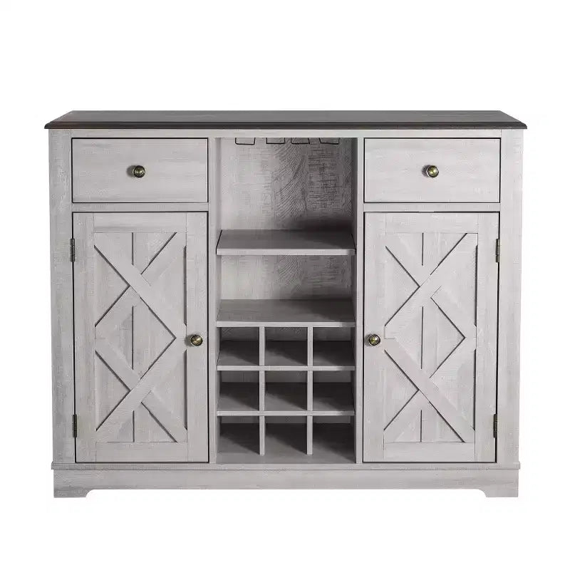 Mueble bar de madera de 47" con pomos de níquel cepillado - Home Essentials