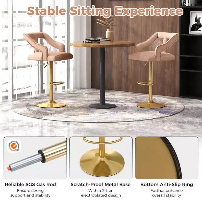 Costway Juego de 2 Taburetes Giratorios de Bar con Reposapiés, Base Metálica Galvanizada de 2 Capas Rosa