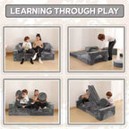 Contour Comfort Sofá Infantil 14 Piezas Juego Modular Infantil Sofá Convertible para Niños con Cojines de Espuma Suave | Sofá Fortaleza para Niños, Muebles para Sala de Juegos Infantiles