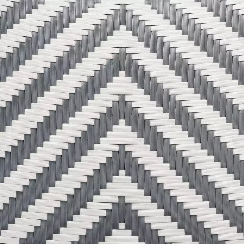 bali & pari Shai Silla Bistró Moderna Gris Francés y Blanca con Tejido y Ratán Natural